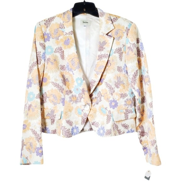 Neiman Marcus Jackets & Blazers - Neiman‎ Marcus Cream & Peach Floral Silk & Cotton Cropped Vintage Blazer Size 14